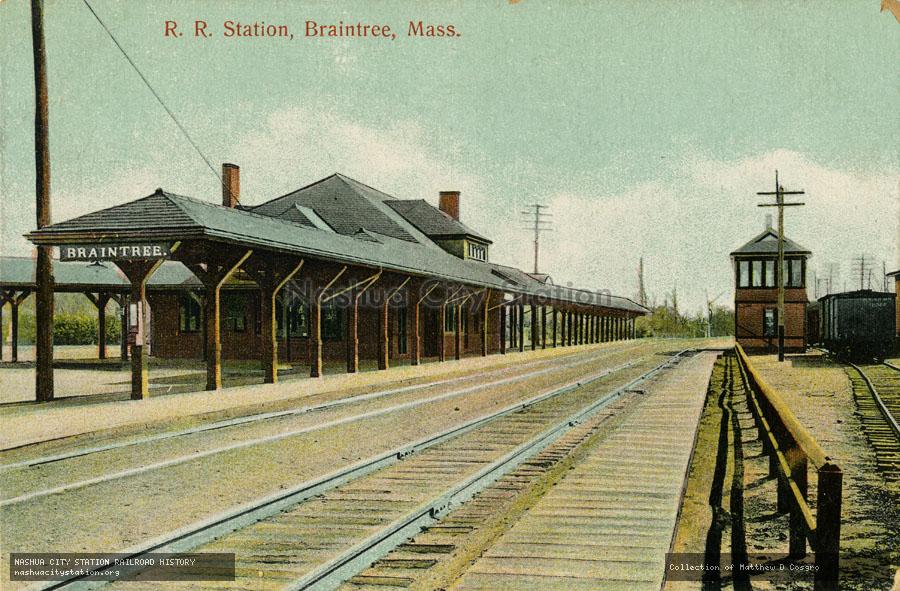 Postcard: Railroad Station, Braintree, Massachusetts